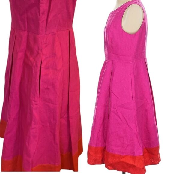 Lafayette 148 Fuchsia Pink Fit And Flare Linen Dress Large - Picture 2 of 9
